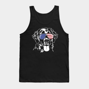 Patriotic Flat Coated Retriever American Flag sunglasses dog Tank Top